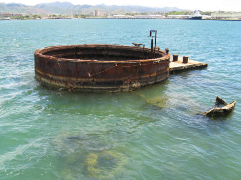 Remains of the USS Arizona in Pearl Harbor